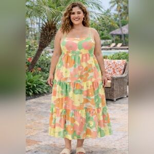 Social Standard by Sanctuary Floral Tiered Maxi Dress XXL 2X NWT Smocked